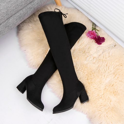 Women’s Fashion Long Black BootsBootsmainimage2oymlg2020-Fashion-Women-Boots-Spring-Winter-Over-The-Knee-Heels-Quality-Suede-Long-Comfort-Square-Botines