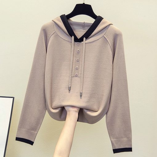 Women’s Korean Style Fashion Plus Size Sweatshirts HoodiesTopsmainimage4Black-Grey-Hoodies-Korean-Style-Fashion-Pullovers-For-Women-S-Ladies-Sweater-2022-Clothes-Tops-Blouse