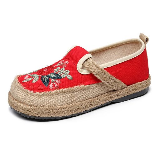 Women’s Cotton Linen Embroider Retro Concise Round Toe ShoesFlatsmainimage4Flats-Women-Shoes-2021-New-Cotton-Linen-Embroider-Retro-Concise-Round-Toe-Flower-National-Style-Handmade