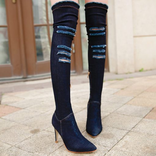 Women’s Newest Pointed Toe Denim Long BootsBootsvariantimage02020-Women-Newest-Hollow-out-Pointed-Toe-Over-Knee-Blue-Denim-Lace-up-Gladiator-Boots-Long