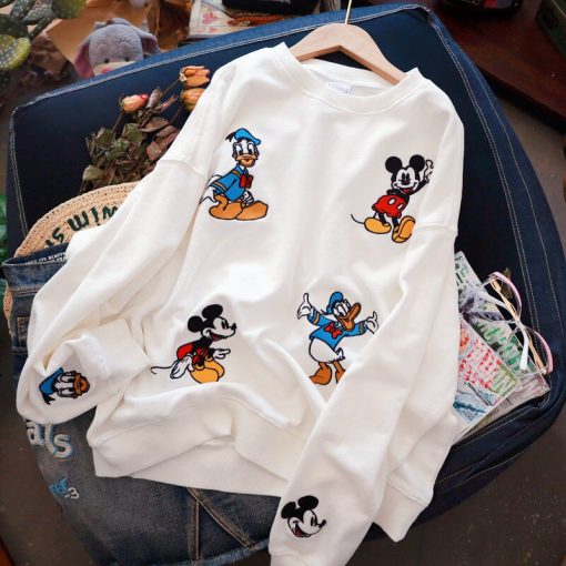 Women’s Embroidered Mickey Donald Duck SweatersTopsvariantimage0Disney-women-s-spring-and-autumn-thin-new-embroidered-stripe-Mickey-Donald-Duck-sweater-long-sleeve