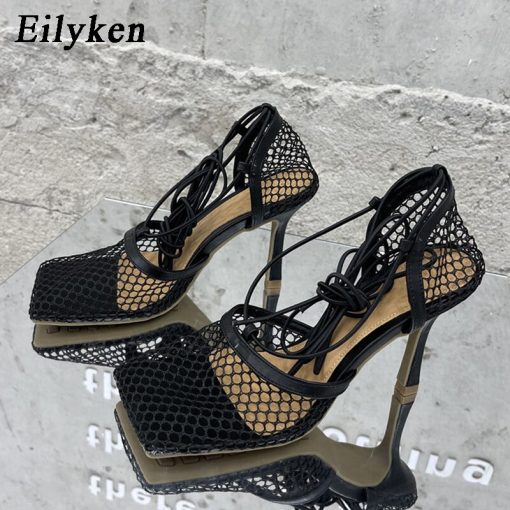 New Sexy Mesh Cross-Tied Pumps SandalsSandalsvariantimage0Eilyken-2022-New-Sexy-Yellow-Mesh-Pumps-Sandals-Female-Square-Toe-High-Heel-Lace-Up-Cross