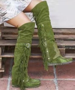 Women’s Fashion Bohemia Knee-length BootsBootsvariantimage0Fashion-Bohemia-Knee-length-Women-Boots-Ethnic-Personality-High-Boots-Tassels-Faux-Suede-Boots-Girl-Flat