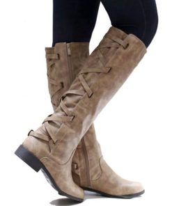 Women Knee Boots Thick Heels Zipper Lace Up Women's Buckle Shoes Woman Fashion Boot Punk Female Platform Boots Autumn Winter 43