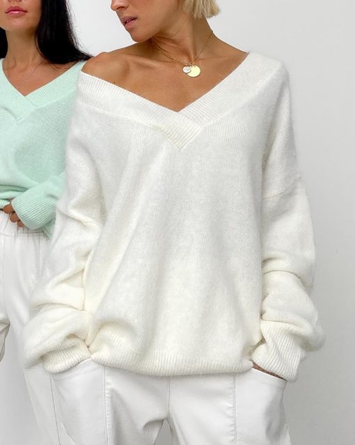 Women’s New Casual Loose V-Neck Basic Knitted SweatersTopsvariantimage10Blessyuki-Soft-Cashmere-Sweater-Women-2022-New-Casual-Loose-V-Neck-Basic-Knitted-Pullovers-Female-Korean