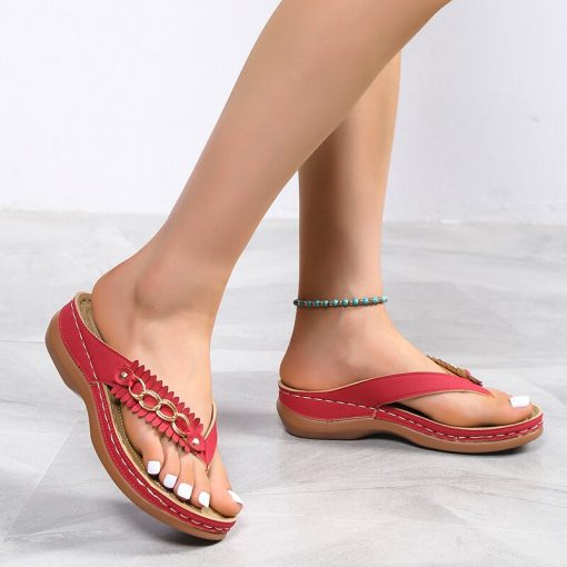 Women’s Non-slip Flip Flop Wedge Comfortable SandalsSandalsvariantimage12022-New-Summer-Flower-Women-s-Sandals-Car-Line-Non-slip-Beach-Shoes-Large-Size-Flip