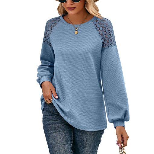 Women’s Autumn Winter Casual Lace TopsTopsvariantimage12022-Women-s-Autumn-and-Winter-Casual-Tops-Lace-O-neck-Long-Sleeve-T-shirt-New