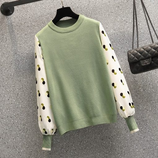 Black Green Dot Stitch Fashion Stylish Pullover SweatersTopsvariantimage1Black-Green-Dots-Stitch-Korean-Style-Fashion-Pullovers-For-Autumn-Women-S-Clothing-Ladies-Sweater-2022