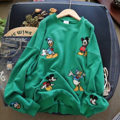 Women’s Embroidered Mickey Donald Duck SweatersTopsvariantimage2Disney-women-s-spring-and-autumn-thin-new-embroidered-stripe-Mickey-Donald-Duck-sweater-long-sleeve