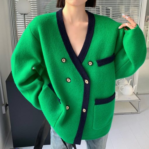New Women’s Fall Winter Cardigan Full Sleeve Knitted SweatersTopsvariantimage2New-Women-Girl-Fall-Winter-Cardigans-Full-Sleeve-Knitted-Sweaters-V-Neck-Knitwear-Green-Oversized-Jacket