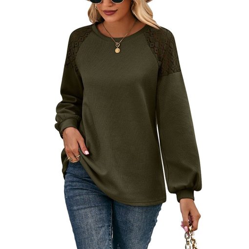 Women’s Autumn Winter Casual Lace TopsTopsvariantimage32022-Women-s-Autumn-and-Winter-Casual-Tops-Lace-O-neck-Long-Sleeve-T-shirt-New