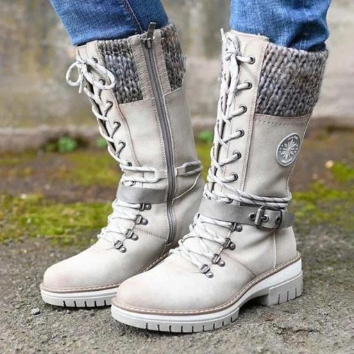 Women’s Fashion Brand Winter Mid Calf BootsBootsvariantimage3Fashion-Brand-Winter-Mid-Calf-Boots-Women-Round-Toe-Square-High-Heel-Snow-Boots-Lace-Up