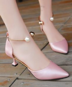 Pearl Low Heel Fashion Pointed Toe SandalsSandalsvariantimage3Pearl-Low-Pumps-Summer-Pointed-Shoes-Party-Low-Heel-Shoes-Woman-New-Sexy-Black-Pink-Heels