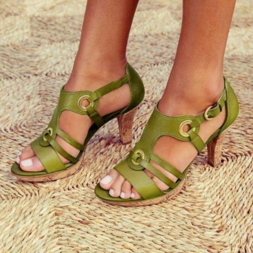 Roman Slipper Open Toe Pointed Leather Black Heels Outdoor Leisure Summer Sandals Women 2022 Sandalias De Verano Para Mujer