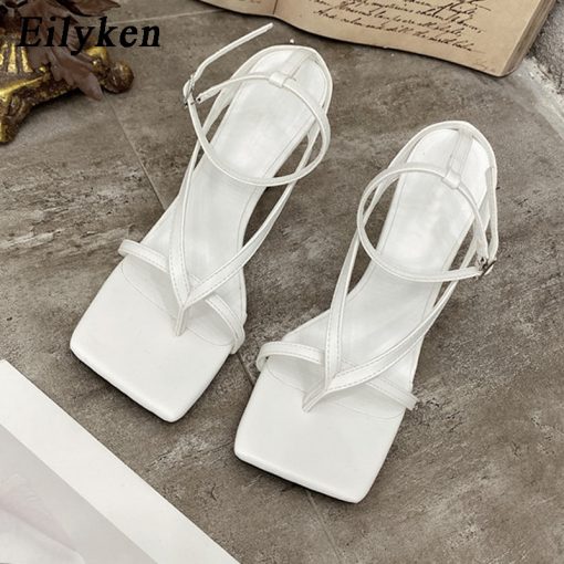 Square Head Open Toe Clip-On Stripy SandalsSandalsvariantimage4Eilyken-Gladiator-Sandals-High-Heels-Shoes-Fall-Best-Street-Look-Females-Square-Head-Open-Toe-Clip