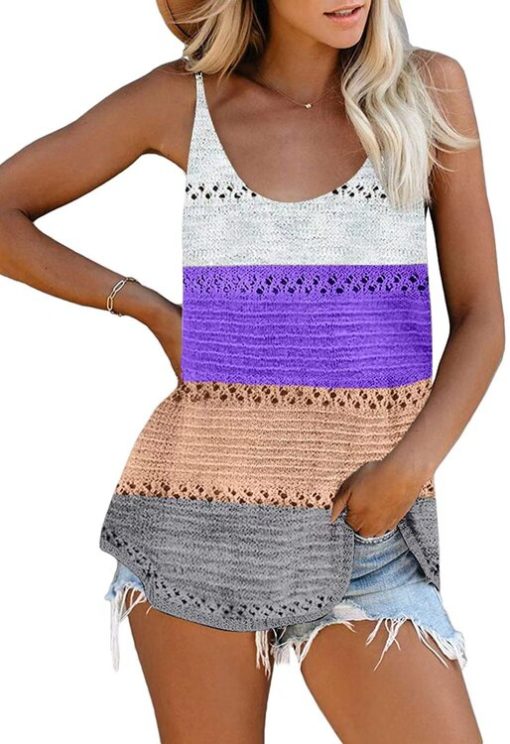 Women’s Summer Vacation Camis Knitted Patchwork TopsTopsvariantimage4Women-Summer-Vacation-Camis-Tops-Knitted-Patchwork-Female-Tees-Casual-Loose-Pullover-Beach-Tops