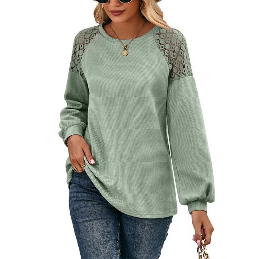 Women’s Autumn Winter Casual Lace TopsTopsvariantimage52022-Women-s-Autumn-and-Winter-Casual-Tops-Lace-O-neck-Long-Sleeve-T-shirt-New