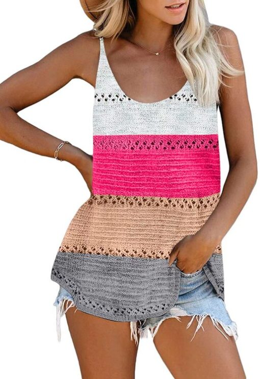 Women’s Summer Vacation Camis Knitted Patchwork TopsTopsvariantimage5Women-Summer-Vacation-Camis-Tops-Knitted-Patchwork-Female-Tees-Casual-Loose-Pullover-Beach-Tops