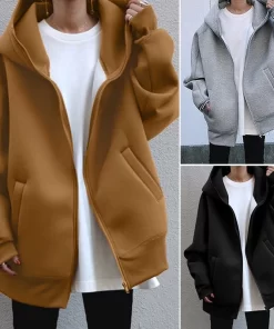 2021 Autumn and Winter New Personality Street Sweater Zipper Hooded Long Pocket Plus Fleece Sweater Jacket.jpg Q90.jpg 1