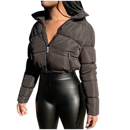 New Fashion Women Short Bread Down Winter Warm Solid Jacket Stand Up Collar Cardigan Down Jacket Outerwear Padded Coat