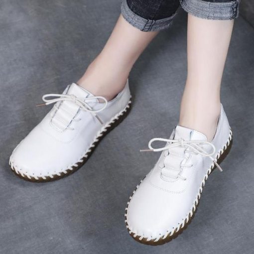Women’s New Lace Up Comfortable Soft Loafers2022 New Blue Lace Up Loafers Women s Autumn Shoes Beige Flats Woman Ballet Shoes Ladies.jpg 640x640 1