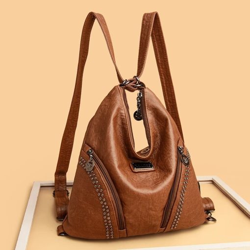 New Multifunction Ladies Shoulder Bags Large Capacity Women Soft Leather Backpack High Quality Female Crossbody Bags