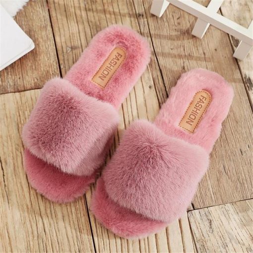 2022 Winter Women Furry Slippers Soft Plush Faux Fur Floor Shoes Indoor Ladies Warm Home Slippers.jpg 640x640 2