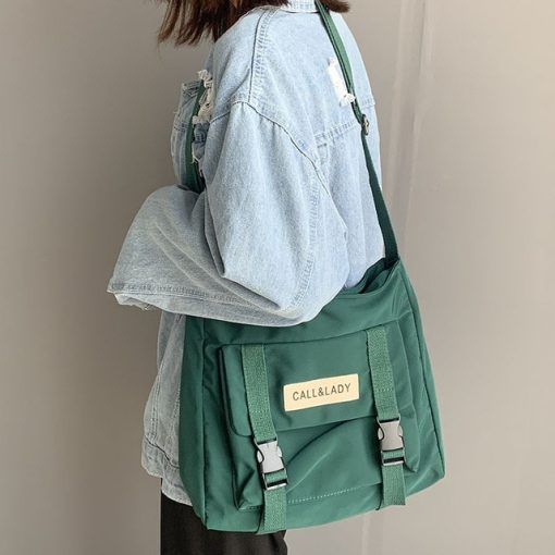 Canvas Women Messenger Bag Korean Large Shoulder Crossbody Bags for Women 2021 Student Nylon Cloth Book Bag Handbags Satchels