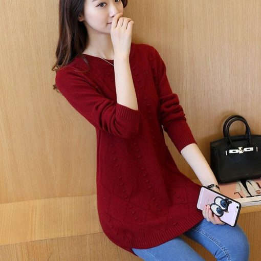 Vertical Stripe Design Warm Long Dress Sweaters Women Fashion Casual Autumn Winter Lady Bottomed Pullover Female Cheap Wholesale