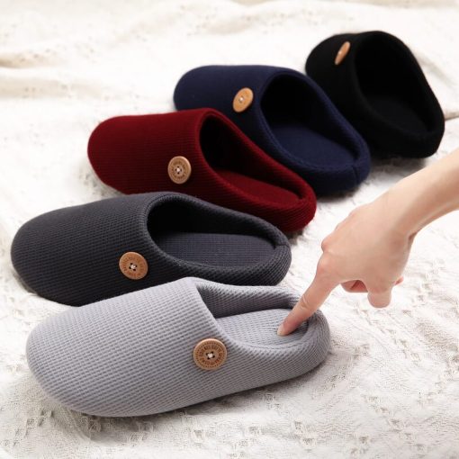 Winter Warm Cotton Slippers For Women Men Flats Soft Non-slip Fluffy Shoes Design Slides Couple Indoor House Slippers