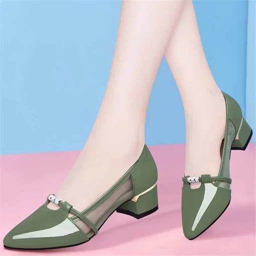 Cresfimix zapato negro tacon women cute sweet high quality green slip on heel pumps for party.jpg Q90.jpg