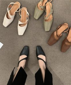Design Women's Sandals Square Head Slingback Leisure Female Flats 2022 Summer New Elegant Soft Sole Daily Ladies Single Shoes