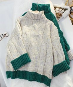 Sweater Women Solid Turtleneck Pullover Thick Sweaters 2021 New Winter Clothes Harajuku Vintage Jumper Loose Top