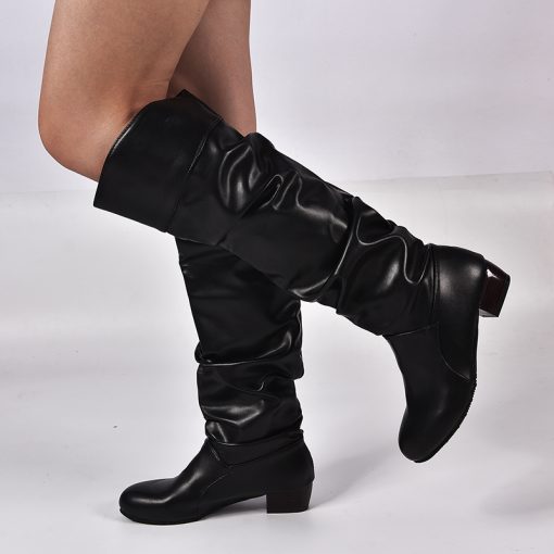 Fashion Shoes Womens Knee High Boots Winter Knee High Boots High Tube Flat Heels Riding Boot Outside White Shoes