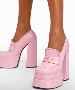 High Heels Shoes for Women Thick Heeled Round Head Single Shoe Woman Pumps Sexy Nightclub PU.jpg Q90.jpg