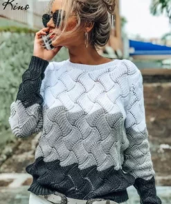 Hollow Out Panelled Pullovers Women s Sweater O neck Criss Cross Knitted Sweater Female 2022 Ladies.jpg 1