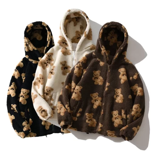 Hoodies Women Sweatshirts animal hooded thickening leisure fleece cartoon bear plush fleece zipper pockets clothing YKDnz7003.jpg Q90.jpg