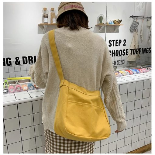 Large Capacity Students Canvas Shoulder Bags Female Handbags Korean Satchel Cotton Cloth Crossbody Bag Women 2022 School Bag