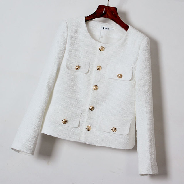 New Autumn Winter Korean Women's Single Breasted Brand Luxury Chic Tweed Woolen Coat Retro Suit Jacket Top Casaco Outwear