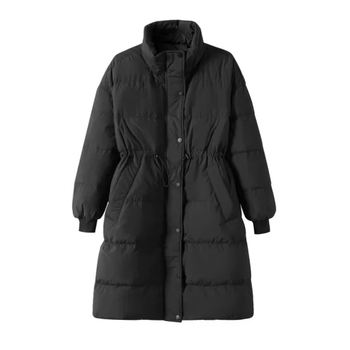 New Winter Stand Collar Long Women White Duck Down Jacket Female Loose Windproof JACKETS