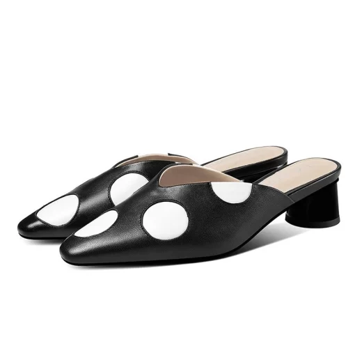 PU Leather Non Slip Polka Dot Mules Shoes Baotou Fashion New Luxury Women Designer Slides Summer.jpg Q90.jpg 1