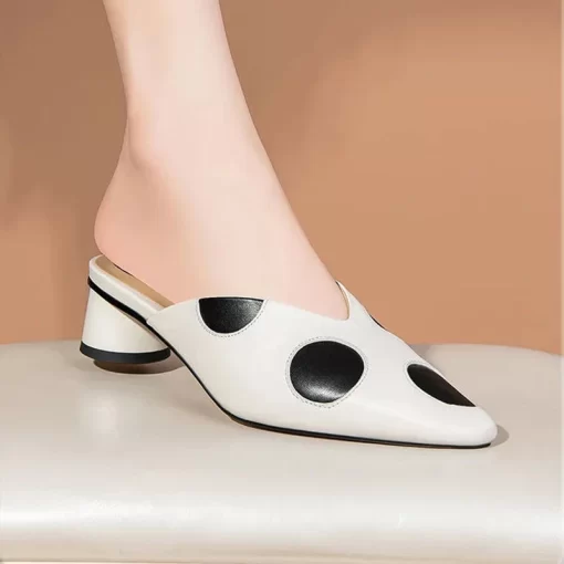 PU Leather Non Slip Polka Dot Mules Shoes Baotou Fashion New Luxury Women Designer Slides Summer.jpg Q90.jpg