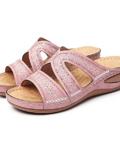 Summer Women Wedge Sandals Premium Orthopedic Open Toe Sandals Vintage Anti-Slip Leather Casual Female Platform Retro Shoes New