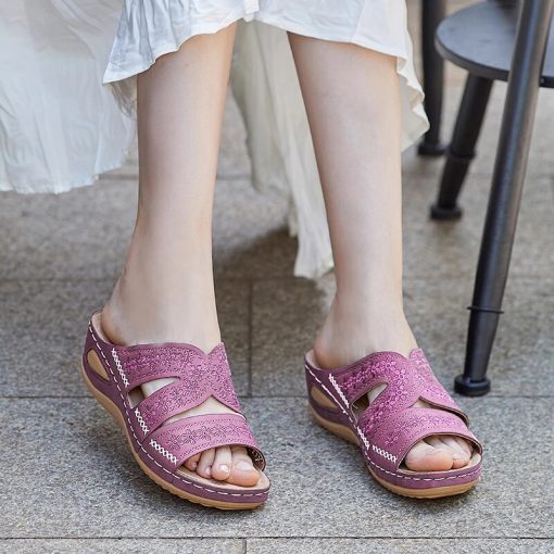 Summer Women Wedge Sandals Premium Orthopedic Open Toe Sandals Vintage Anti-Slip Leather Casual Female Platform Retro Shoes New