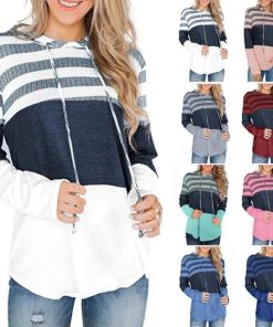 T Shirt Women White Soft Girl Aesthetic Clothes Plus Size Fashions Long Sleeve Women's T-shirt Casual Striped T Shirts Hooded