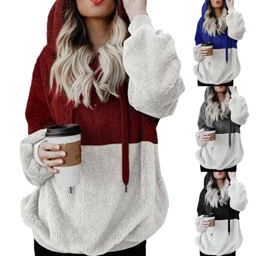Winter Fashion Women Plush Hooded Sweatshirt Patchwork Long Sleeved Causal Hooded Sweatshirt For Female Clothing.jpg Q90.jpg