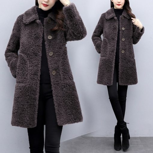 Winter Lamb velvet Jacket Women's Clothing Autumn Winter 2022 Korean Slim Wool Coat Female Loose Warm Thicken Long Parka Outwear