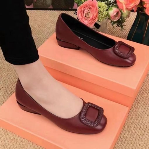 Women Flats Shoes 2022 Casual Solid Color Slip On Lady Square Heel High Quality Comfort Party.jpg 640x640 2