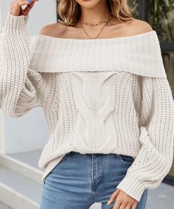 Women’s Off Shoulder Knitted Sexy Pullover SweatersWomen s Knitted Sexy Pullovers Sweater Winter Off Shoulder Twist Female Long Sleeve Casual Solid Apricot.jpg Q90.jpg