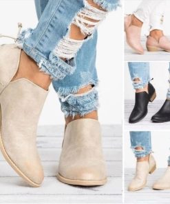 Women's Martin Boots 2022 Autumn Pointed Suede Thick Heel Booties Women Plus Size 43 Zipper Heeled Ankle Boots Botas De Mujer